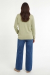 V-neck sweater with openwork sleeves, one size fits 44/52