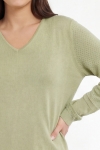 V-neck sweater with openwork sleeves, one size fits 44/52