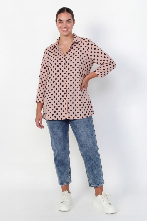trapeze-shaped shirt with polka dot print