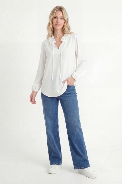 Ultra-comfortable lyocel flowy tunic with a gathered collar