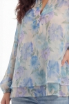 Chemise fluide en voile viscose imprime pastel