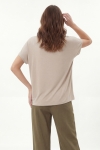 Flowy oversized T-shirt in ribbed viscose modal