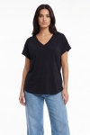 Flowy oversized T-shirt in ribbed viscose modal