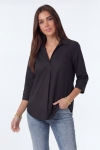 V-neck blouse in lycra poplin