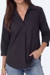 V-neck blouse in lycra poplin