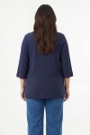 Tee shirt en maille cotelee-col arrondi ,manches 3/4 en viscose lin elasthane