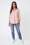 V-neck blouse in lycra poplin