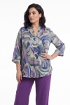 Graphic printed blouse in satin viscose
