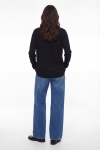 V-neck sweater with openwork sleeves, one size fits 44/52