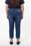 Comfortable straight-leg jeans with embroidery - blue denim