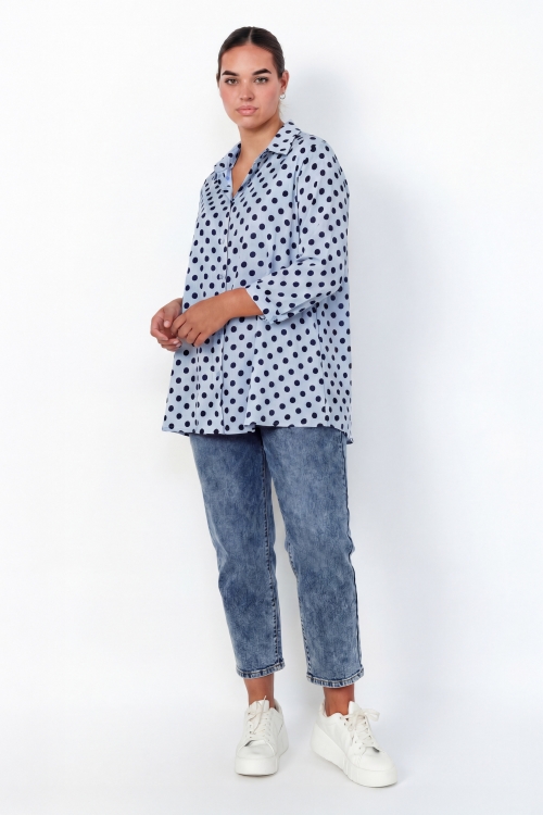 chemise de forme trapeze imprime a pois