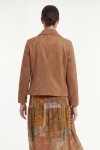 Short camel suede jacket with a bohemian chic feel