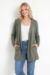 Long hooded cardigan in fluid knit