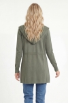 Long hooded cardigan in fluid knit, one size fits 44/52