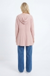 Long hooded cardigan in fluid knit