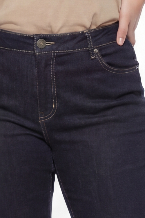 Straight-leg raw stretch denim jeans