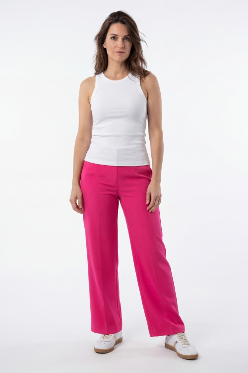 Pantalon fluide taille elastique fushia