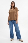 Flowy oversized T-shirt in ribbed viscose modal