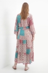 Long patchwork print dress in viscose lurex - bohemian chic style