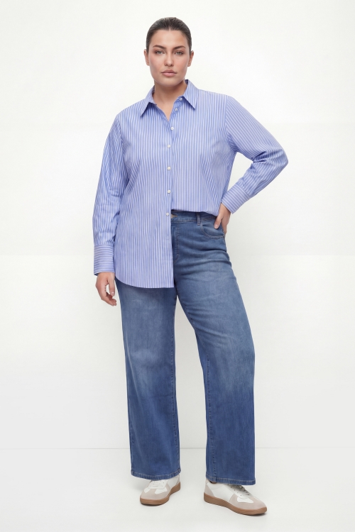 Casual striped cotton mid-length shirt