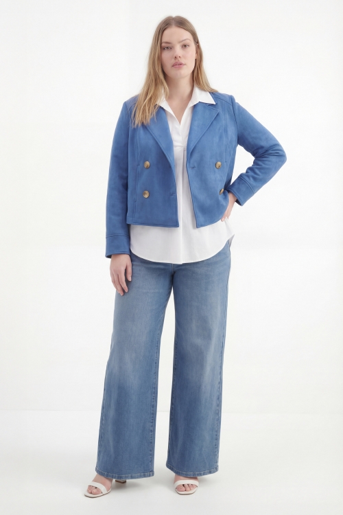 Veste courte en suedine camel esprit boheme chic