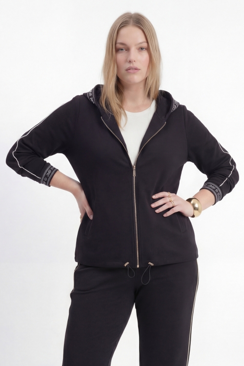 Gilet zippe athleisure noir a capuche