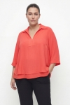Double blouse in flowing voile with a shirt collar