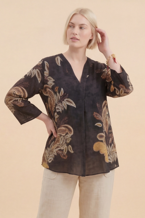 Blouse imprimée avec une base en crepe marocain ecovero