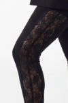 Viscose stretch leggings with air jet and lace - elegant comfort
