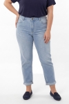 Comfortable straight-leg jeans with embroidery - blue denim